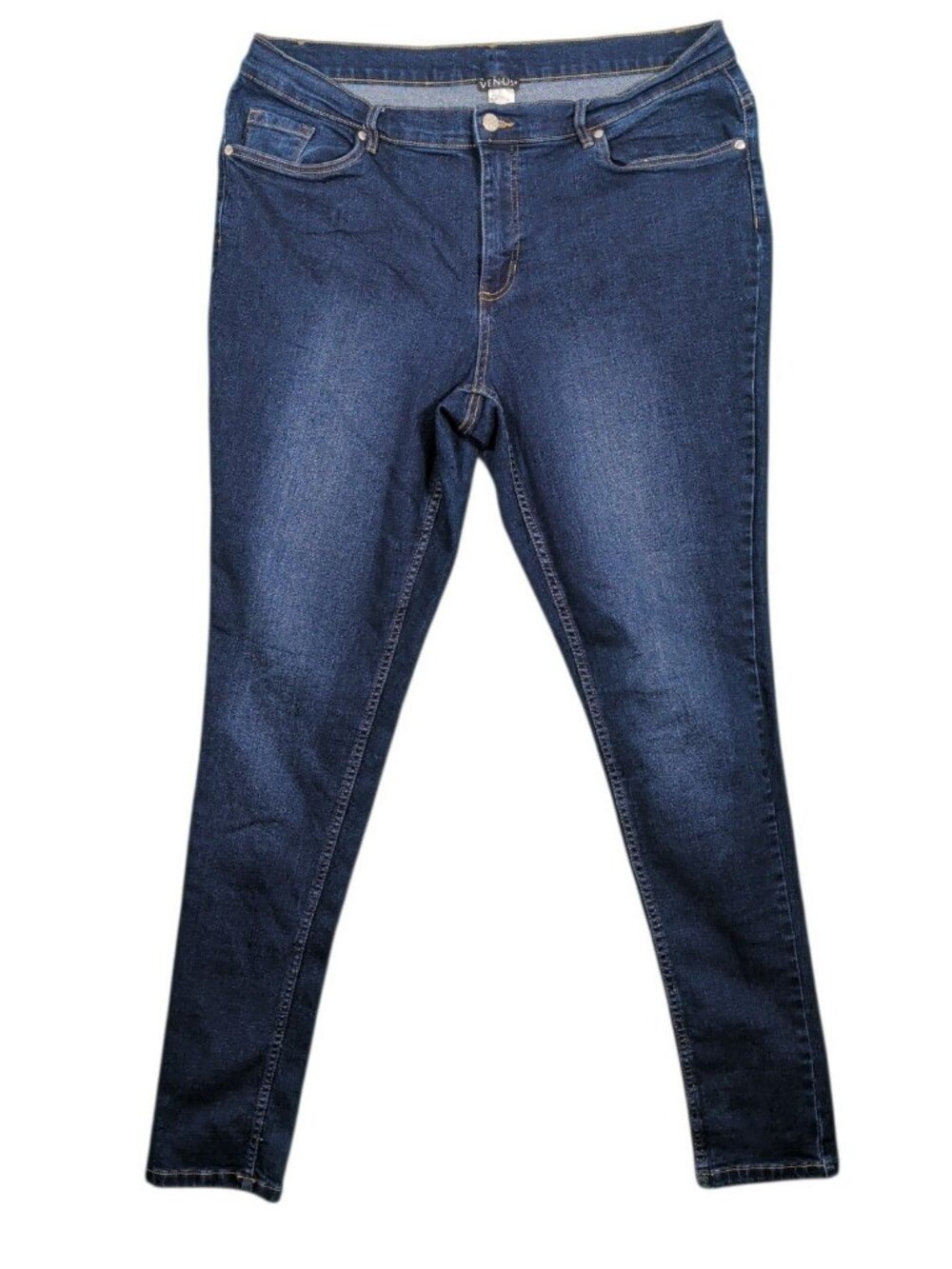 Venus Women's Plus Size 18 Dark Wash Skinny Jeans High Rise Stretch Denim Blue